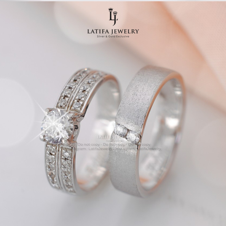 Toko Cincin Nikah Kawin Tunangan Couple Solo Bahan Emas Putih Palladium Perak Platinum Custom 12