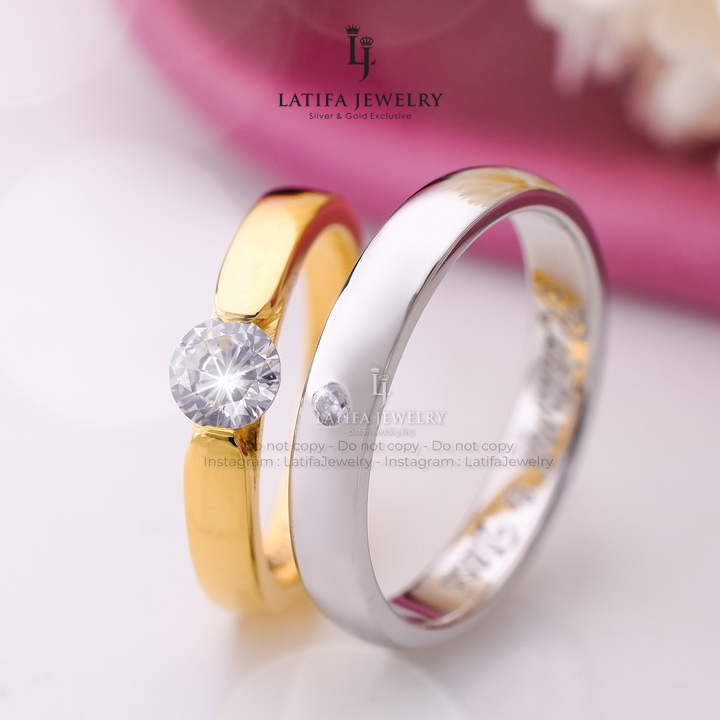 Toko Cincin Nikah Kawin Tunangan Couple Solo Bahan Emas Putih Palladium Perak Platinum Custom 14