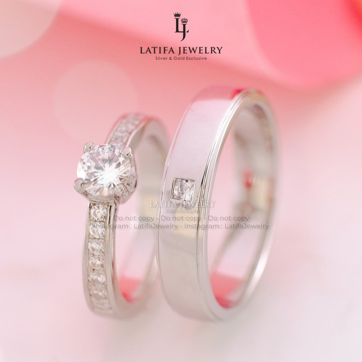 Toko Cincin Nikah Kawin Tunangan Couple Solo Bahan Emas Putih Palladium Perak Platinum Custom 15