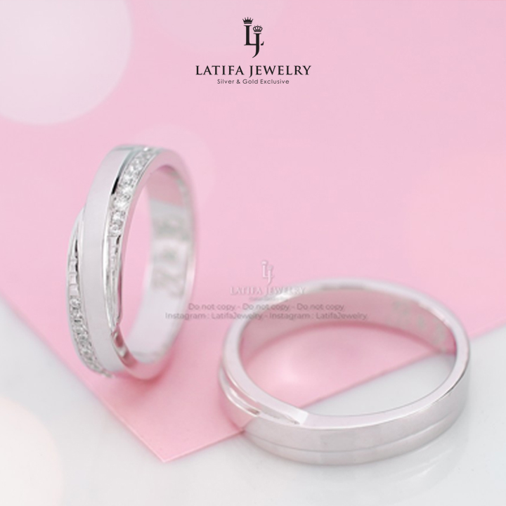 Toko Cincin Nikah Kawin Tunangan Couple Solo Bahan Emas Putih Palladium Perak Platinum Custom 16