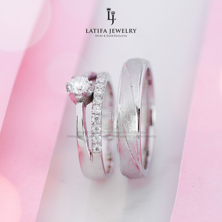 Toko Cincin Nikah Kawin Tunangan Couple Solo Bahan Emas Putih Palladium Perak Platinum Custom 17