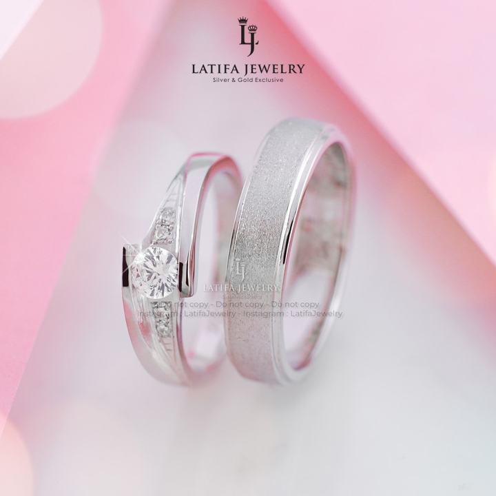 Toko Cincin Nikah Kawin Tunangan Couple Solo Bahan Emas Putih Palladium Perak Platinum Custom 18
