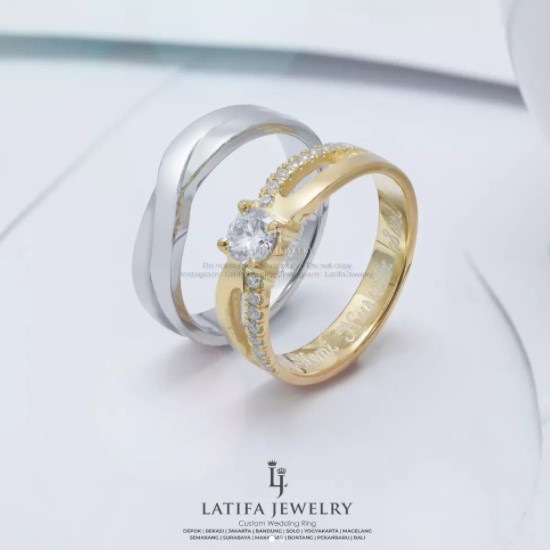 Cincin Nikah Kawin Tunangan Solo Model Couple Custom Bahan Emas Palladium Perak Platinum