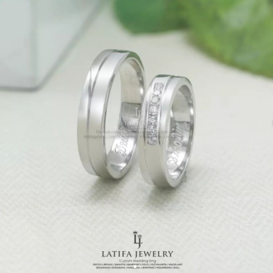 Cincin Nikah Kawin Tunangan Solo Model Couple Custom Bahan Emas Palladium Perak Platinum 