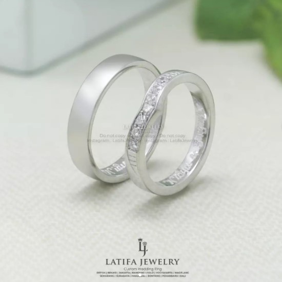Cincin Nikah Kawin Tunangan Solo Model Couple Custom Bahan Emas Palladium Perak Platinum