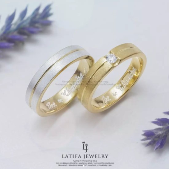 Cincin Nikah Kawin Tunangan Solo Model Couple Custom Bahan Emas Palladium Perak Platinum